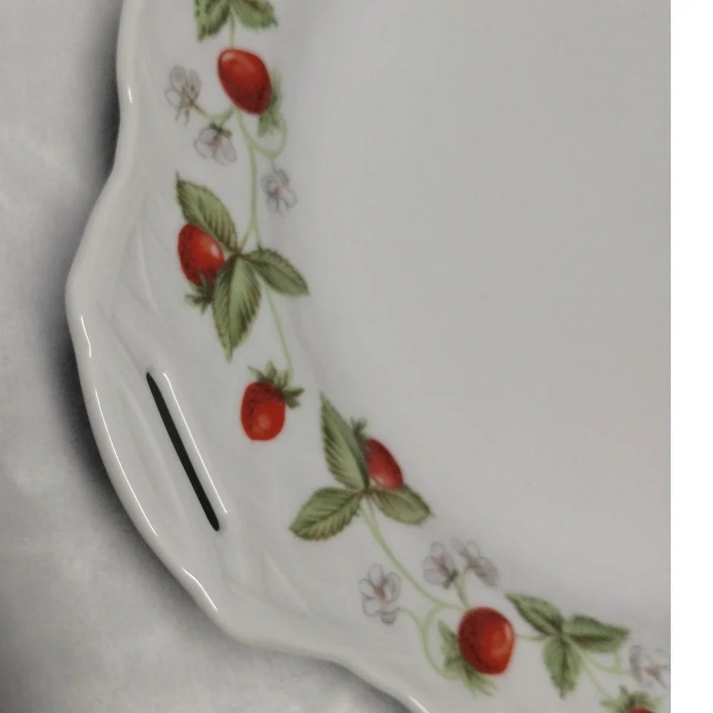Bernardaud Limoges Fraises Strawberry Handled Cake Plate‎ French Porcelain